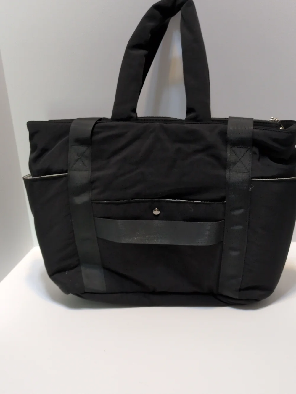 Black Quilted Multi Compartment Diaper Bag Tote Insulated Bottle Pocket